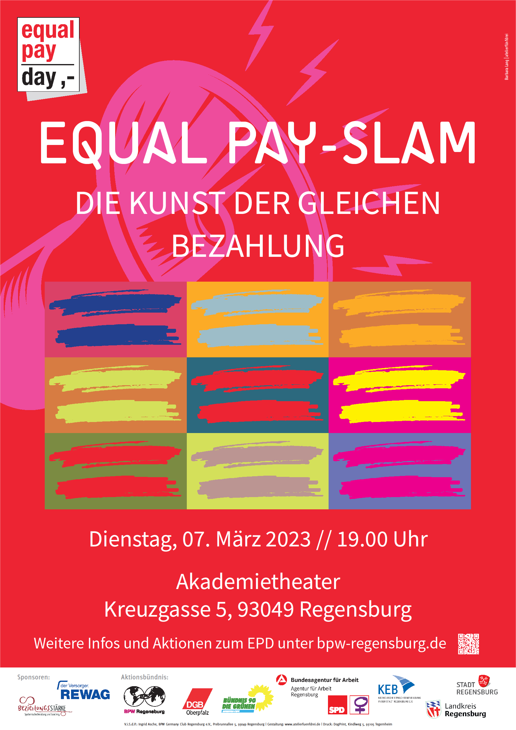 equal pay slam Plakat in bunte Farben